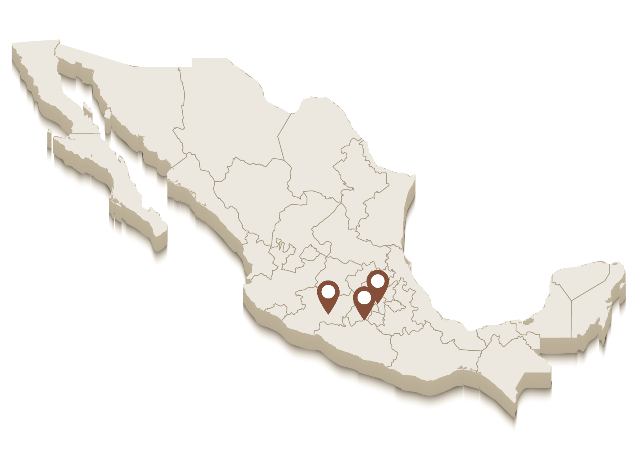 Mapa de México con sedes Sanaré